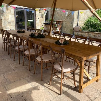 Large Rustic Trestle Table for hire in South Yorkshire