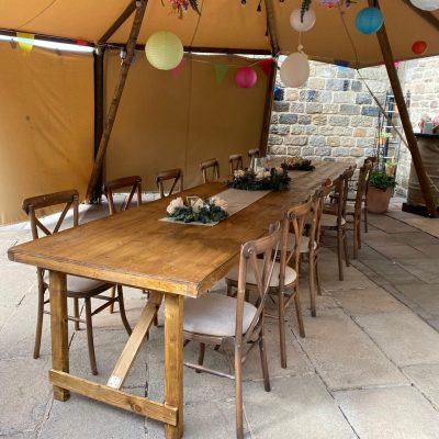 Large Rustic Trestle Table hire for events, South Yorkshire