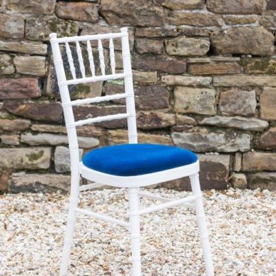 White and blue Chiavari Chairs for hire, South Yorkshire